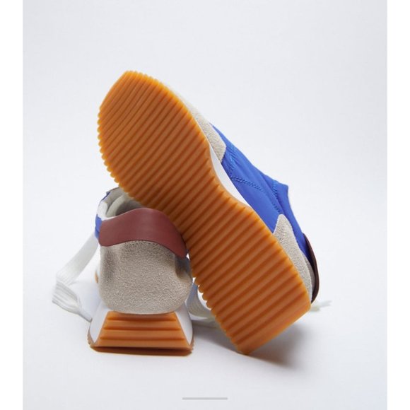 Zara contrasting soft  blue sneakers New - Picture 5 of 7